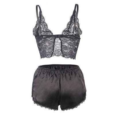 Subblime 953911 Silk Lace Nightgown + Panties Black S/M - image 6