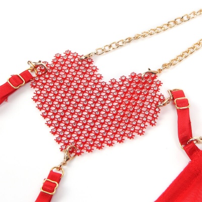 Subblime Red Mesh Lingerie Set Heart Chains L/XL - image 5