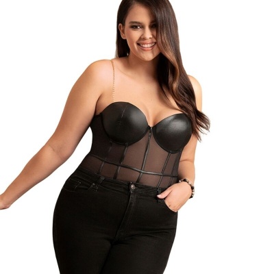 Subblime Black Chain Suspenders Bodysuit L/XL - image 3