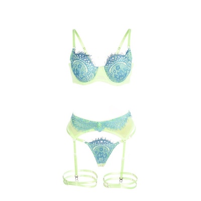 Subblime Green Eyelash Lace Bra Set S/M - image 7