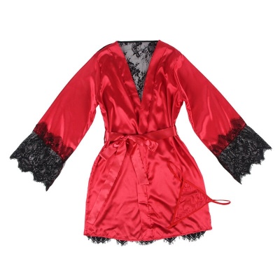 Subblime Lace Sheer Back Camisole & Thong Red/Black S/M - image 4