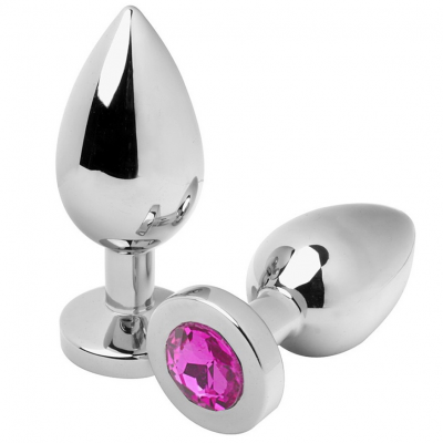 Metal Hard Diamond Anal Plug Pink Small