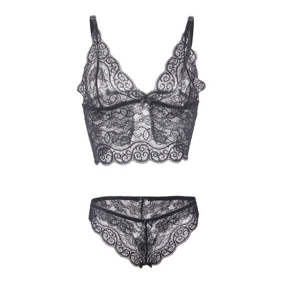 Subblime 953928 Silk Lace Nightgown + Panties Black L/XL - image 8