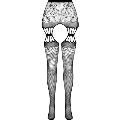 Passion S027 Stockings with Garter Black One Size - image 5