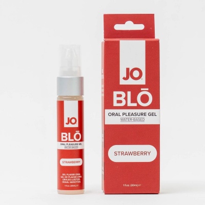 JO - BLŌ Oral Pleasure Gel Strawberry - 30ml Foto van JO - BLŌ Oral Pleasure Gel Strawberry - 30ml