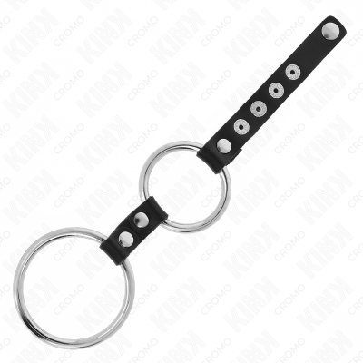 Kink Double Metal Penis Ring 3.8-5 CM Connected With Leather - image 4
