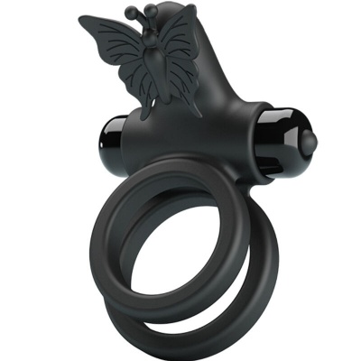 Pretty Love Double Vibrating Ring Black Stimulator - image 2