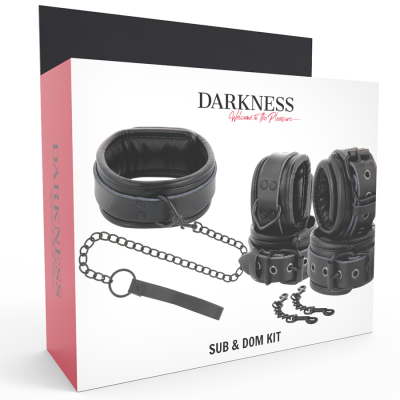 Darkness Black Leather Collar Cuffs Set - image 10