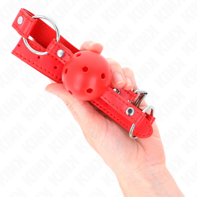 Kink Breathable Ball Gag, Double Rivet Model 1, Red, 42-58cm - image 4
