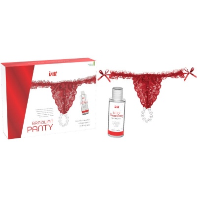 Brazilian Red Panty With Pearls And Lubricating Gel 50 ml - image 3