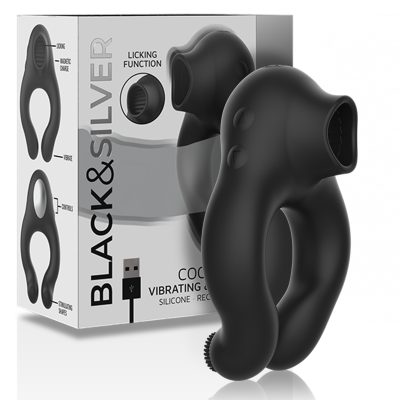 Black&Silver Vibrating Ring 3 Motors Rechargeable - image 2