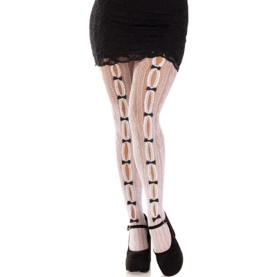 Leg Avenue Heart & Bows Fishnet Stockings White - image 1