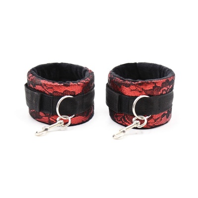Ohmama Fetish Velvet Red Black Handcuffs - image 2