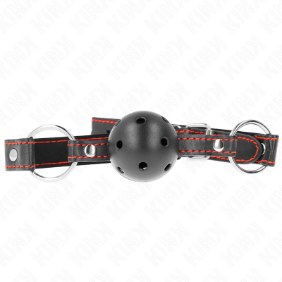 Kink Hollow Hard Ball Gag, Black, Model 2, 65x2.5cm - image 1