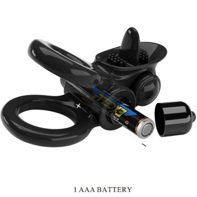 Pretty Love Passionate Double Vibrating Ring, Black - image 3