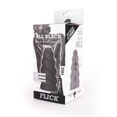 All Black Flick Masturbator, 17cm, Spiral - image 2
