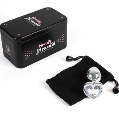 Metal Butt Plug Clear Crystal Heart Small Size 7 cm - image 4