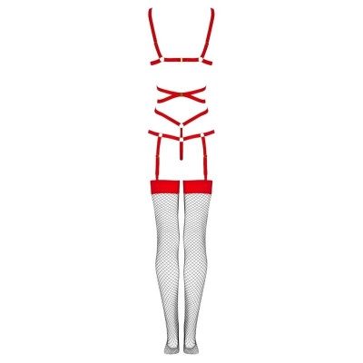 Livco Corsetti Thiara Body and Stockings Set Red L/XL - image 7