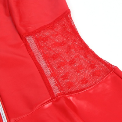 Subblime Lace Zipper Leather Dress Red S/M - image 6
