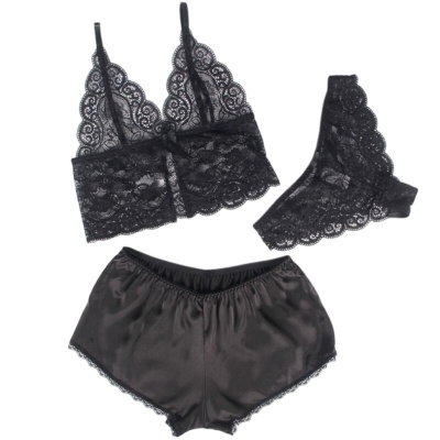 Subblime 953928 Silk Lace Nightgown + Panties Black L/XL - image 3