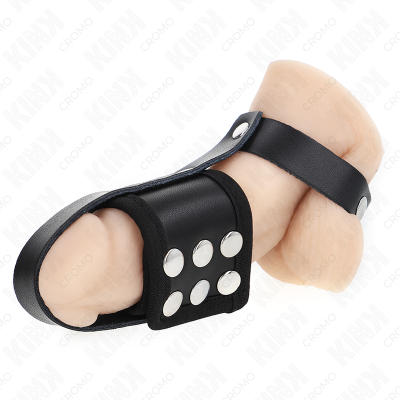 Kink Leather Penis Cage Ring With Adjustable Coated Ball Divider Strap - image 2