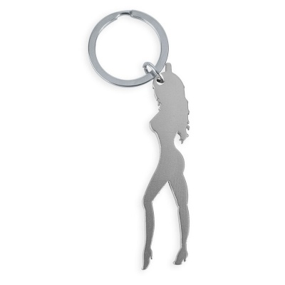 Diablo Picante Female Silhouette Keychain, Silver Diablo Picante Female Silhouette Keychain, Silver