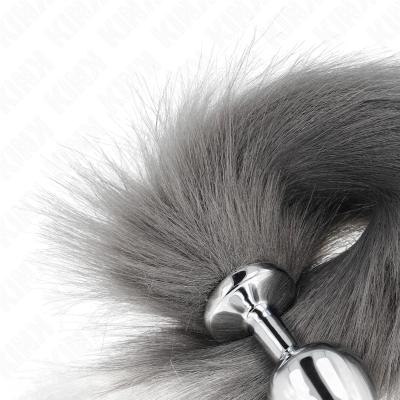 Kink Anal Plug M 8x3.5cm Synthetic Tail 40cm Grey White - image 4