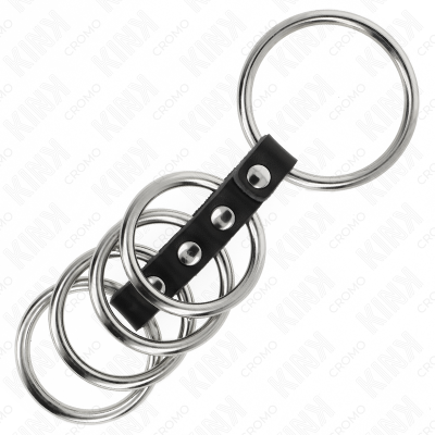 Kink 5 Penis Rings 3.7 Cm to 5 Cm Metal Connected by Leather - image 4