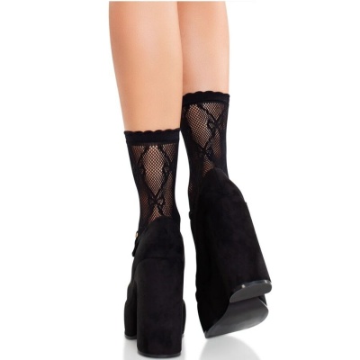 Leg Avenue Black Lace Bow Socks - image 2