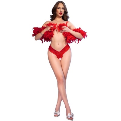 Chilirose CR 4885 Red Open-Crotch Thongs S