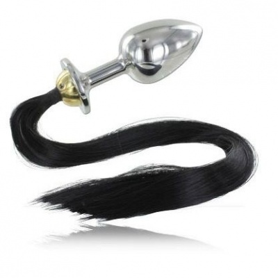 Steel Anal Plug With Tail 8.89CM