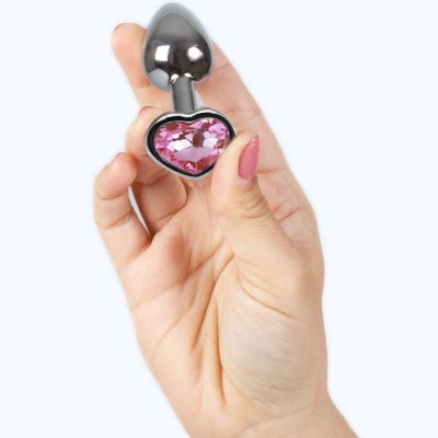 Metal Butt Plug Fuchsia Heart Small Size 7 cm - image 3