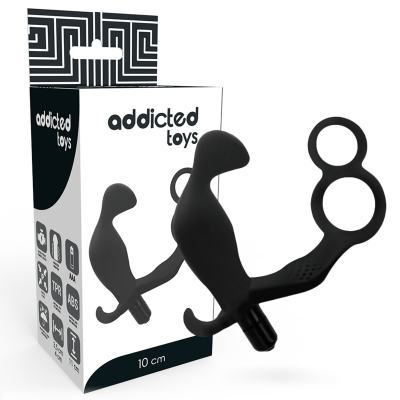 Anal Plug With Double Penis Ring And Testicles Black - image 2