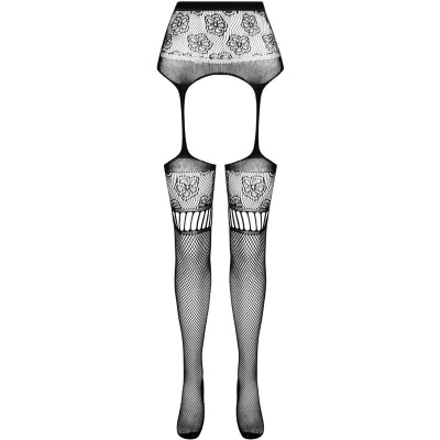 Passion S030 Stockings with Garter Black One Size - image 5