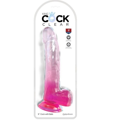 King Cock Clear Dildo Testicles 20.3 CM Pink - image 2