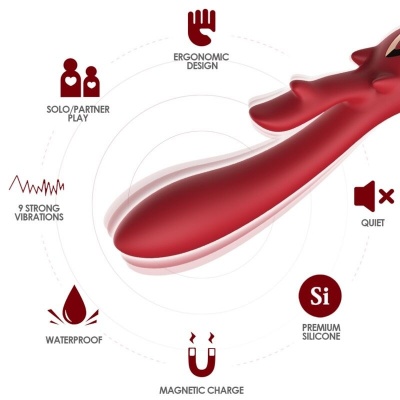 Armony Elk Rabbit Vibrator Curved Red