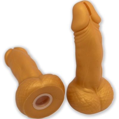 Diablo Picante Gold Penis Piggy Bank, 22.5cm