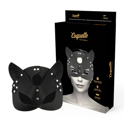 Coquette Chic Desire Vegan Leather Mask with Bunny Ears