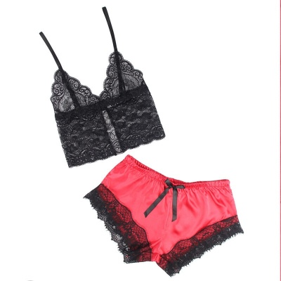 Subblime 953966 Casual Silk Nightgown + Lace Pants Black/Red - image 9