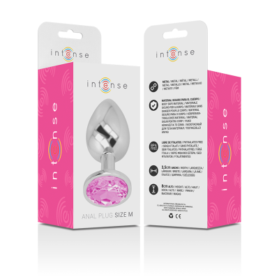 Intense - Aluminum Metal Anal Plug With Pink Crystal Size M - image 6