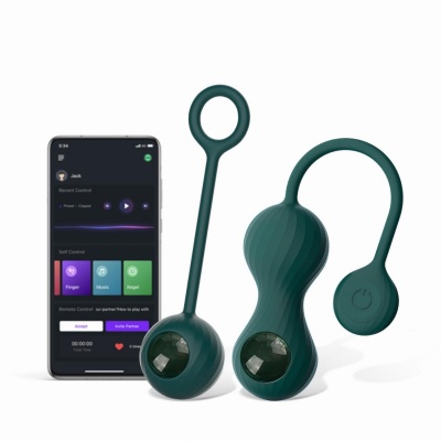 Foto van Magic Motion - Duo Smart Kegel Vibrator met Gewichtenset - Groen