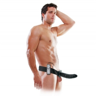 FETISH FANTASY SERIES - 19 Cm Vibrating Hollow Strap-on Black - image 1