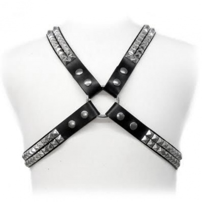 Leather Body Pyramid Stud Harness, Men