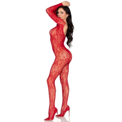 Leg Avenue 89366 Lace Bodystocking Red - image 4