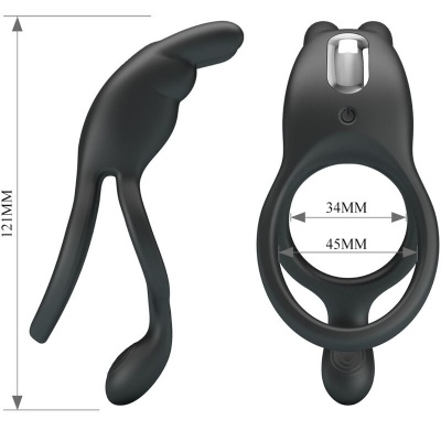 Pretty Love Seth Double Rabbit Vibrating Ring, Black - image 6