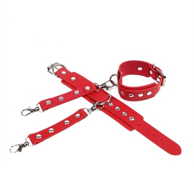 SUBBLIME 953706 Handcuffs with Bondage Belt Red One Size - image 5