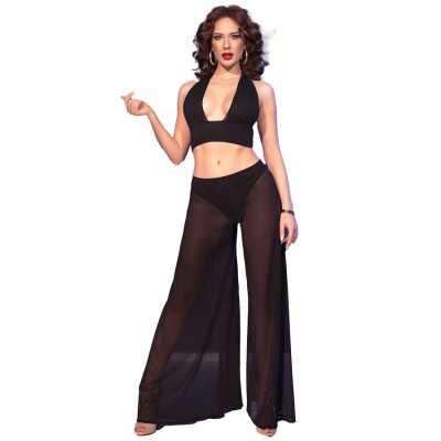 Chilirose CR 4857 Black Top and Pants Set, XL