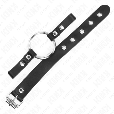Kink Leather Penis Ring with Buckle Closure 22 X 2 Cm with Metal Ring