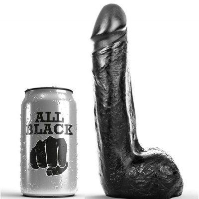 All Black Soft Black Realistic Dildo 20cm