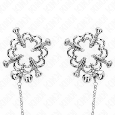 KINK - Metal Flower Nipple Clamps With Chain - image 3